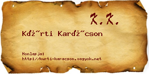 Kürti Karácson névjegykártya